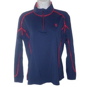 Tredstep‎ Futura Sport Top Women US 12 Blue 1/4 Zip Equestrian Spellout Airsilk